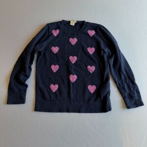 J. Crew Factory Crewcuts Navy Heart Sweater • size small 6/7 • BU395